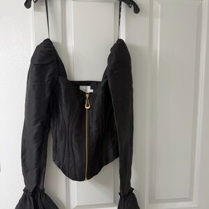 Aje Black Corset Top with Gold Zipper